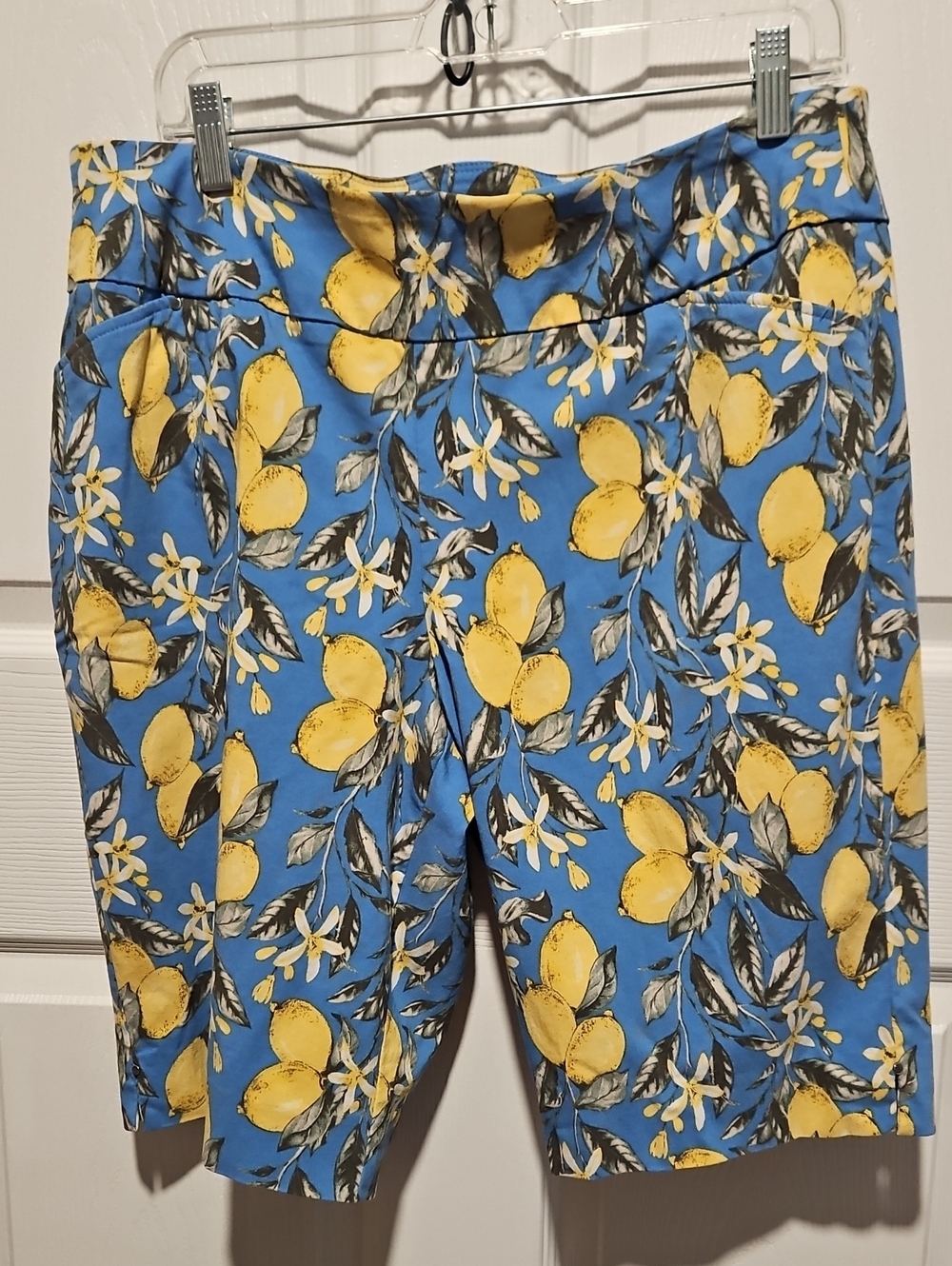 Cato Blue and Yellow Lemon Print Shorts